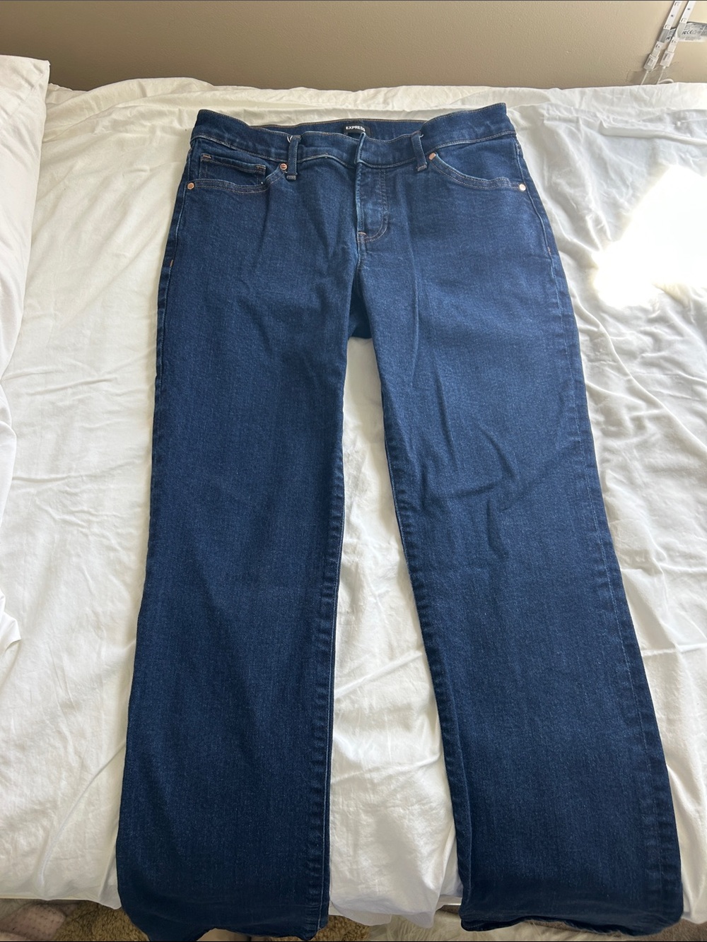 Express Dark Blue Straight Leg Jeans for Women